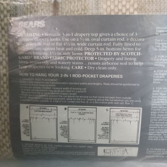 Sears 3-In-1 Lined Rod-Pocket Draperies Pair 80" x 84" Light Chocolate Vtg NEW - Picture 8 of 10